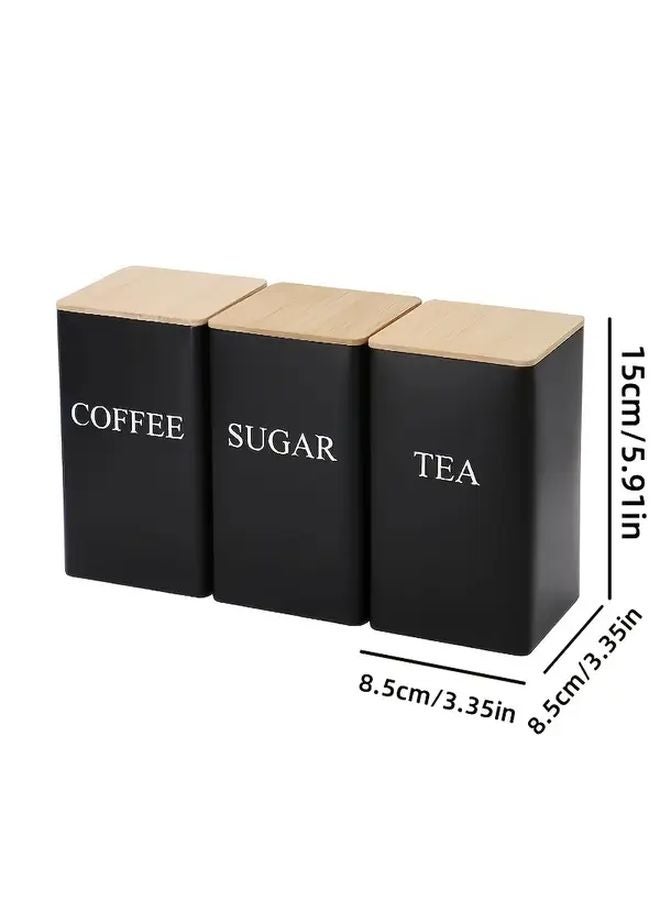 6 PCS Minimalist Coffee Sugar Tea Cans With Waterproof Bamboo Lid And Spoons - Image 4
